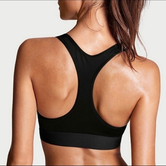 NEW! Victoria Sport Spellout Graphic The Player Sports BRA Black White SZ M - Picture 7 of 12